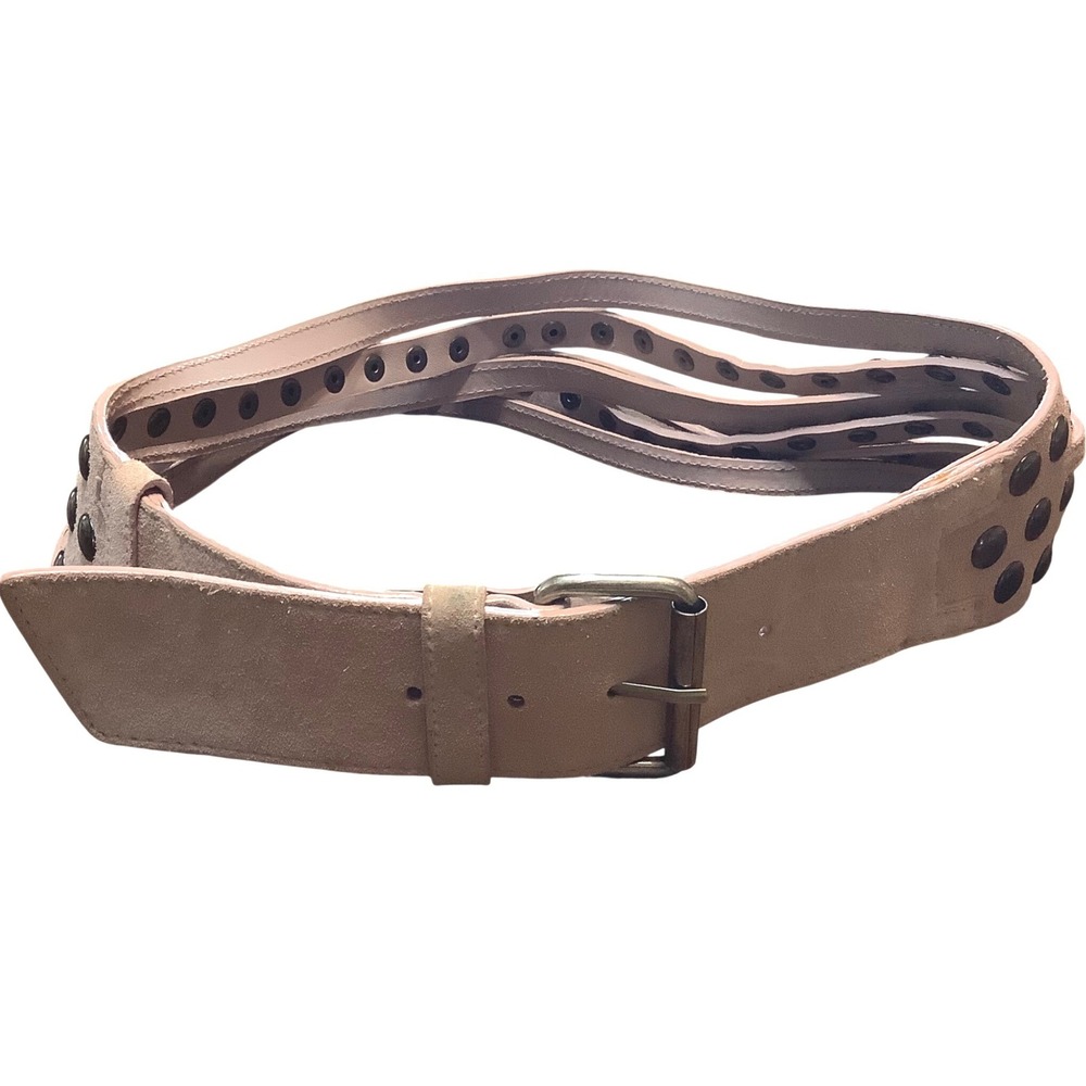 Vtg Pingpong Pink Genuine Leather Studs Multi Strap Cage Waist Belt Women‎ S Y2K